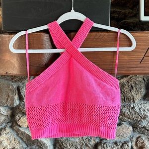 Zara crochet cross neck cropped tank